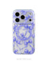Phone case with purple bows and clear design on a white background