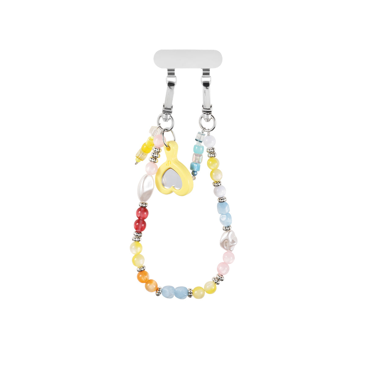 Colorful beaded bracelet with heart-shaped charm