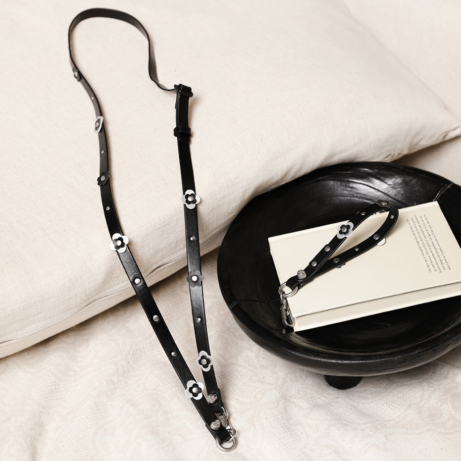 Floral Stud Leather Strap