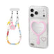 Phone case with heart design and colorful lanyard 