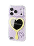 Phone case with heart-shaped mirror and checkered pattern 