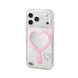 Phone case with a pink heart-shaped mirror 