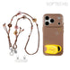 Phone case with yellow slipper design and decorative phone strap on a white background, featuring the brand 'SOFTECHO'.