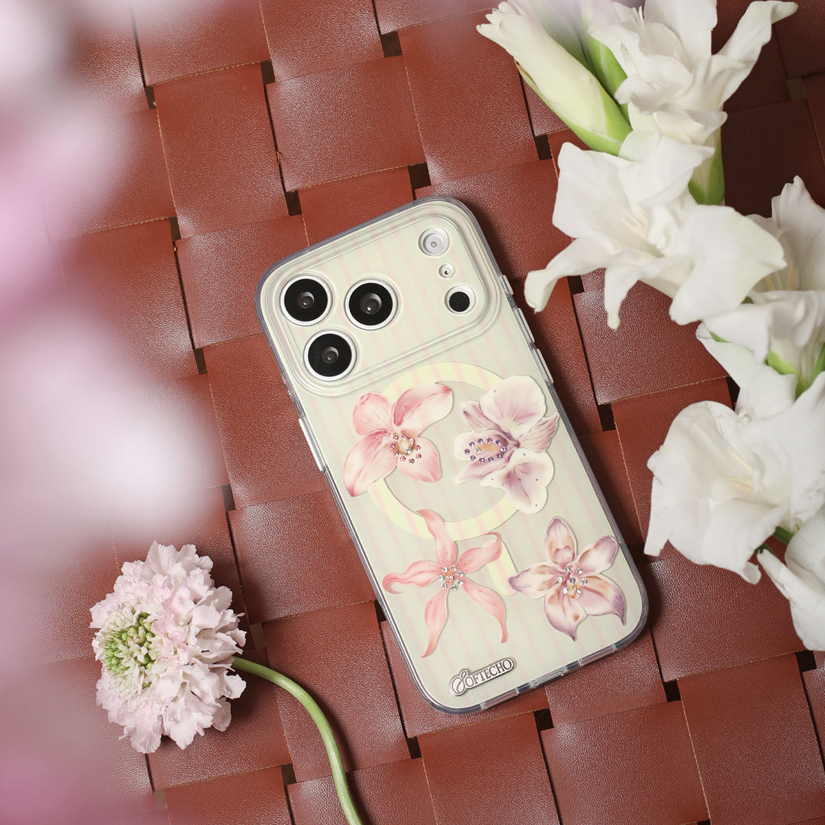 Phone case with floral design
