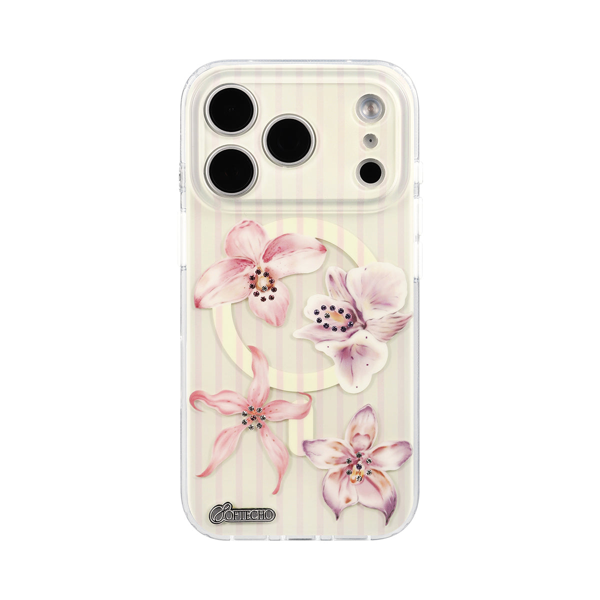 Phone case with pink floral design 