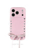 Pink phone case with heart and bow design 