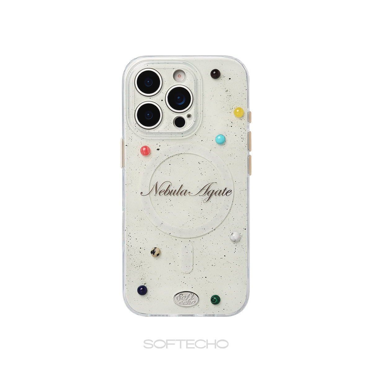 Magnetic Phone case with 'Nebula Agate' design and colorful stones