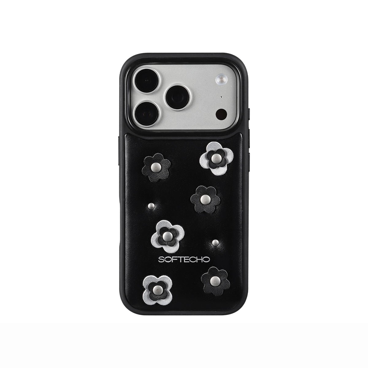 Navy blue phone case with a textured pattern on a white background