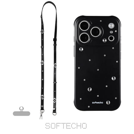 Black MagSafe iPhone case with crossbody strap for hands-free styling